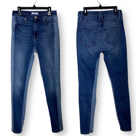 GOOD AMERICAN Good Waist Two Tone High Rise Skinny Jean - Picture 1 of 5